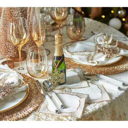Frame Cocktail Napkins in White, Gold & Silver, Set of 6 in a Gift Box by Kim Seybert Additional Image - 3