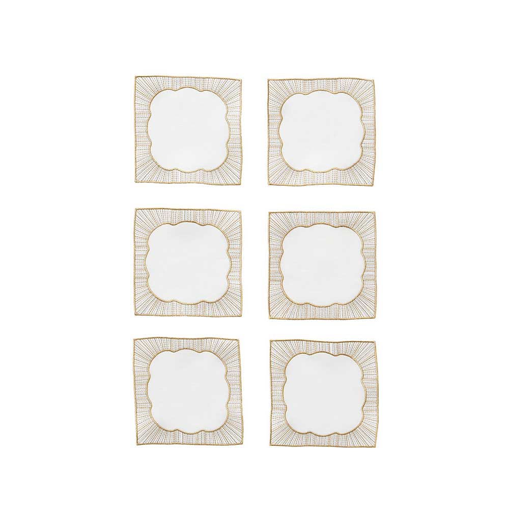 Frame Cocktail Napkins in White, Gold & Silver, Set of 6 in a Gift Box by Kim Seybert Additional Image - 4