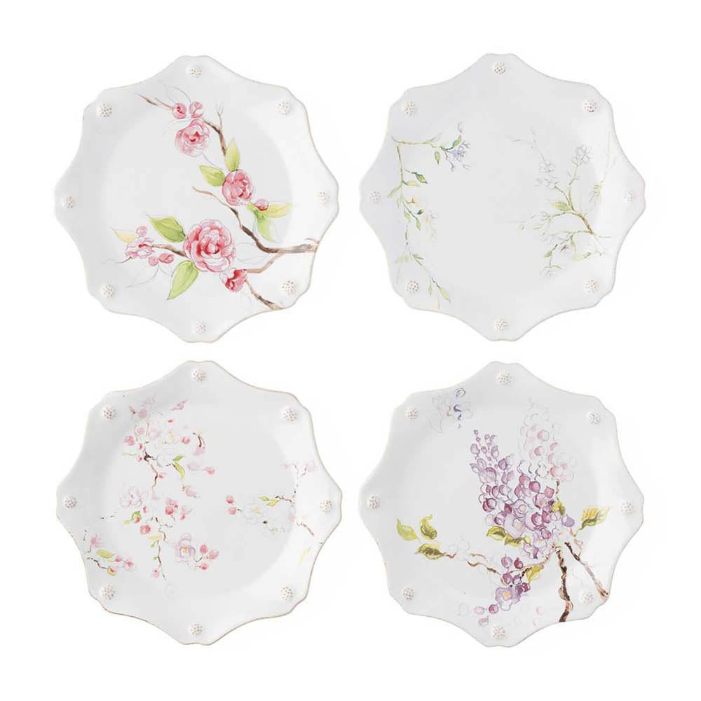 Berry & Thread Floral Sketch Assorted Dessert/Salad Plates Set/4 by Juliska