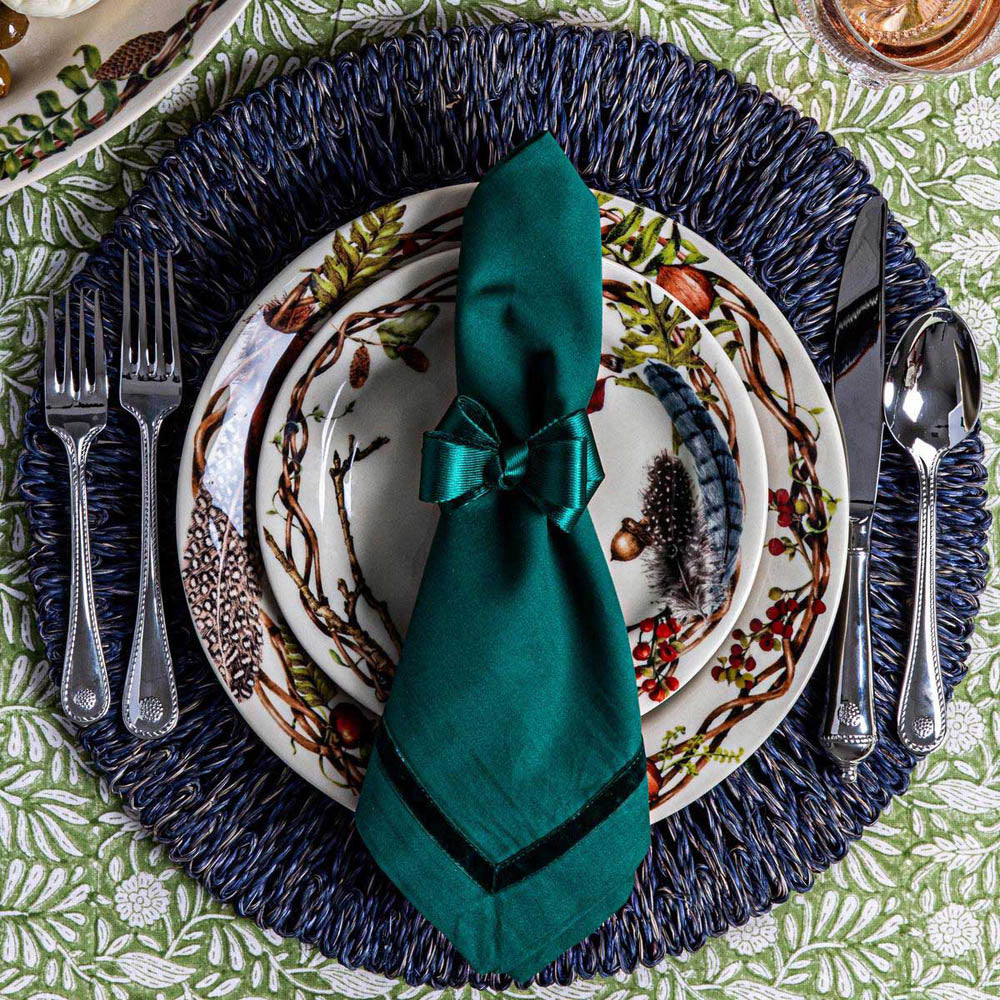 Velvet Trim Napkin - Evergreen by Juliska Additional Image-3