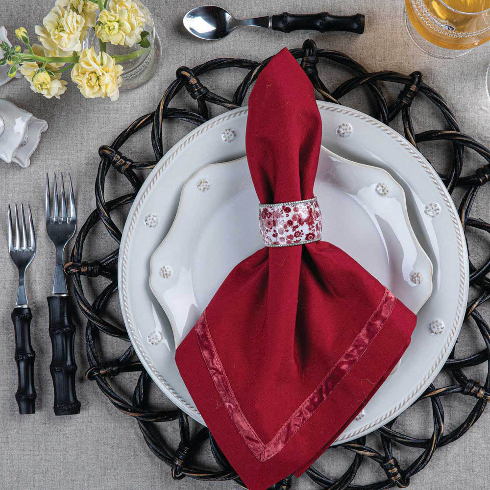 Velvet Trim Napkin - Ruby by Juliska Additional Image-1