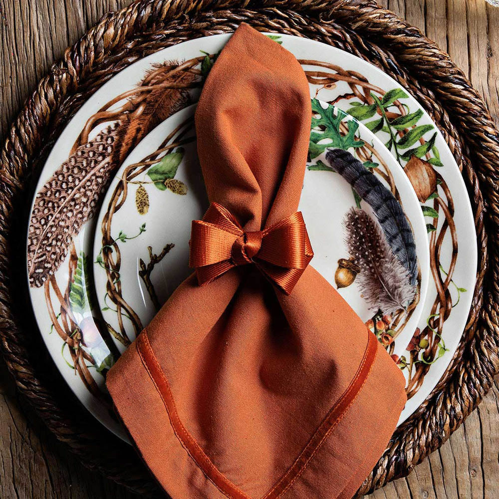 Velvet Trim Napkin - Orange by Juliska Additional Image-1