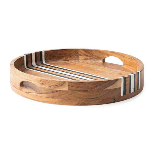 Stonewood Stripe Round Tray - Natural Multi by Juliska