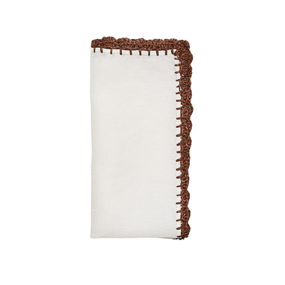 Shell Edge Napkin in White & Natural - Set of 4 by Kim Seybert