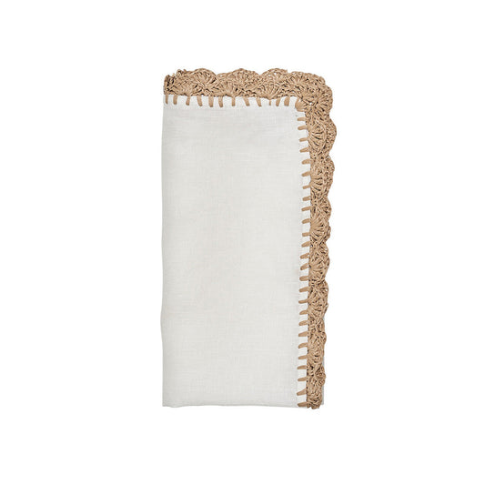 Shell Edge Napkin in White & Natural - Set of 4 by Kim Seybert