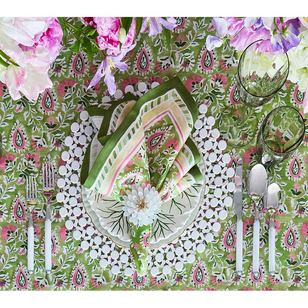 Mira Napkin in Green & Pink, Set of 4 by Kim Seybert Additional Image - 3