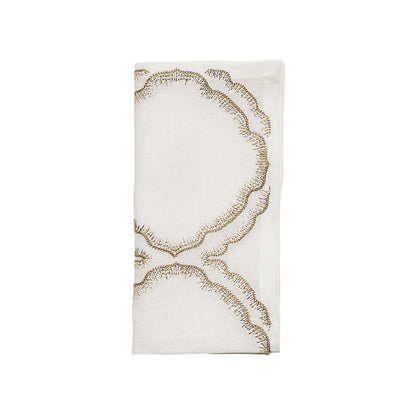 Daydream Napkin in White, Gold & Silver, Set of 4 by Kim Seybert