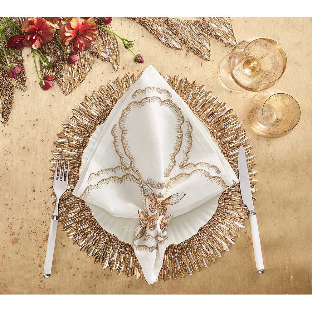 Daydream Napkin in White, Gold & Silver, Set of 4 by Kim Seybert Additional Image - 2