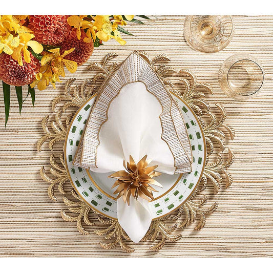 Frame Napkin in White, Gold & Silver, Set of 4 by Kim Seybert Additional Image - 1
