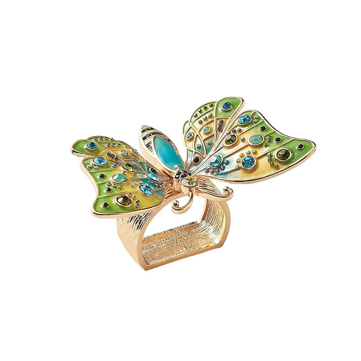 Arbor Napkin Ring in Blue & Green - Set of 4 in a Gift Box by Kim Seybert
