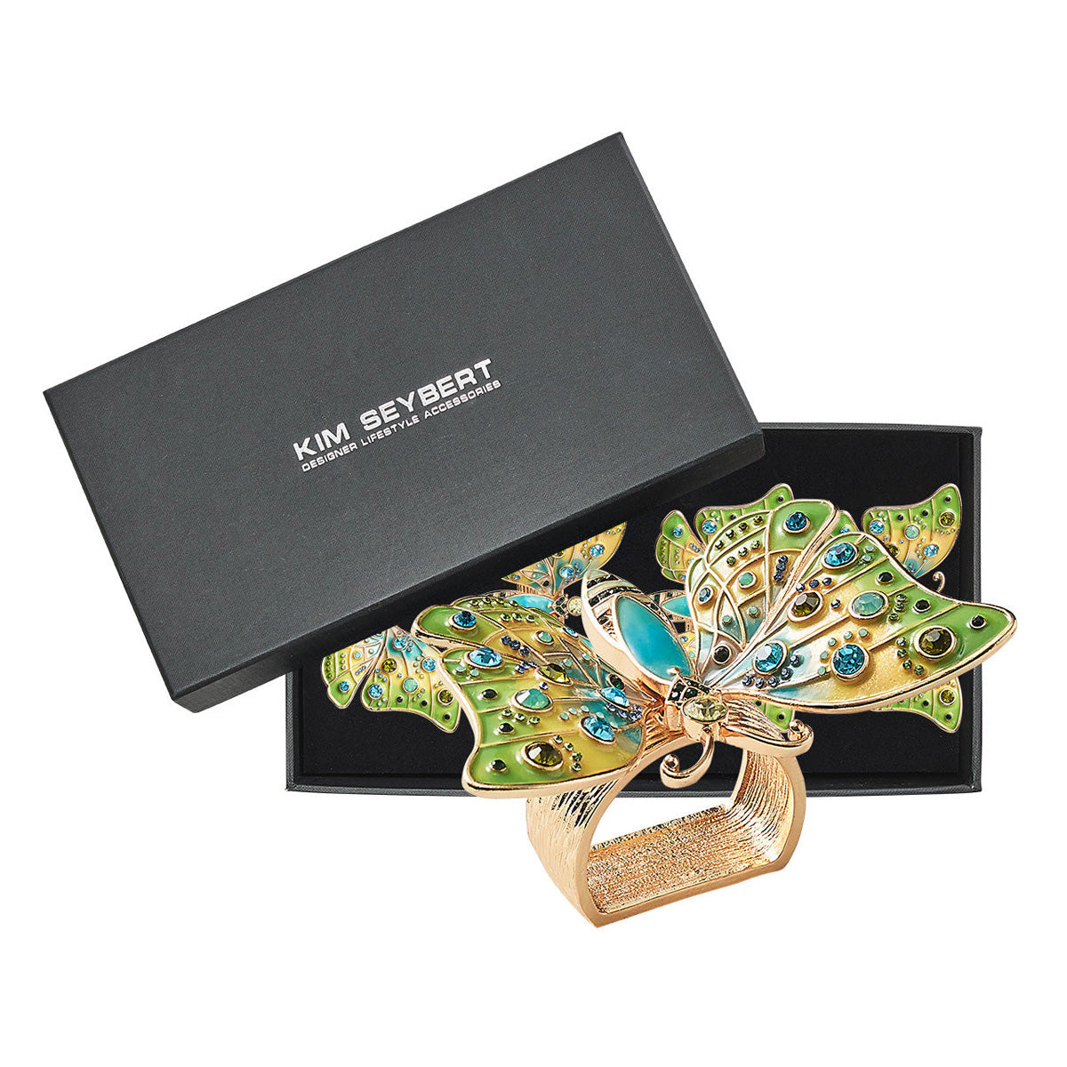 Arbor Napkin Ring in Blue & Green - Set of 4 in a Gift Box by Kim Seybert Additional Image-5