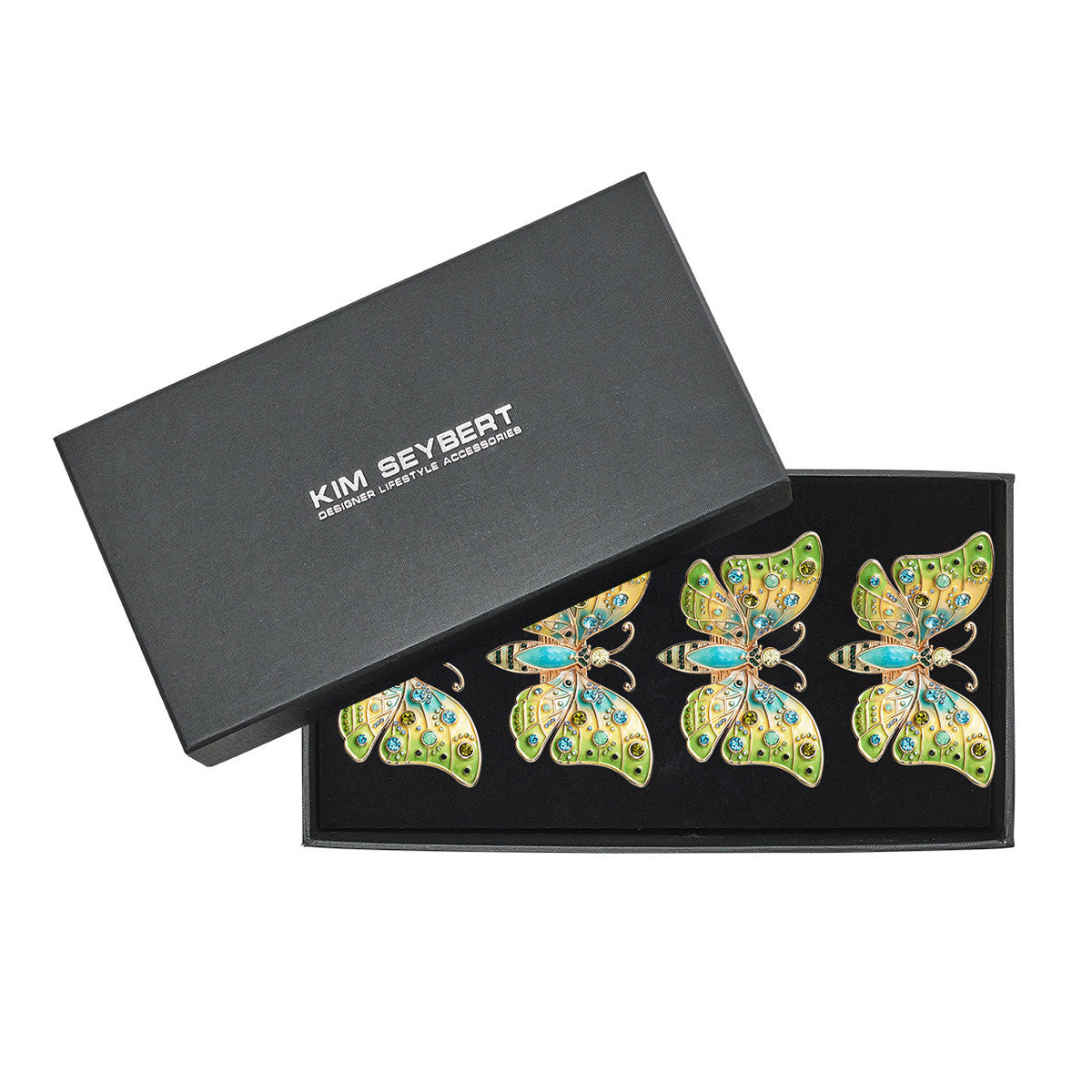 Arbor Napkin Ring in Blue & Green - Set of 4 in a Gift Box by Kim Seybert Additional Image-6