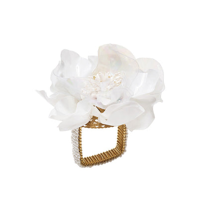 Gardenia Napkin Ring - Set of 4 by Kim Seybert Additional Image-4