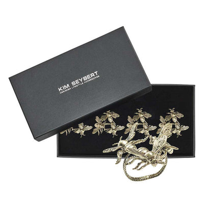 Hive Napkin Ring in Gold, Set of 4 in a Gift Box by Kim Seybert Additional Image - 5