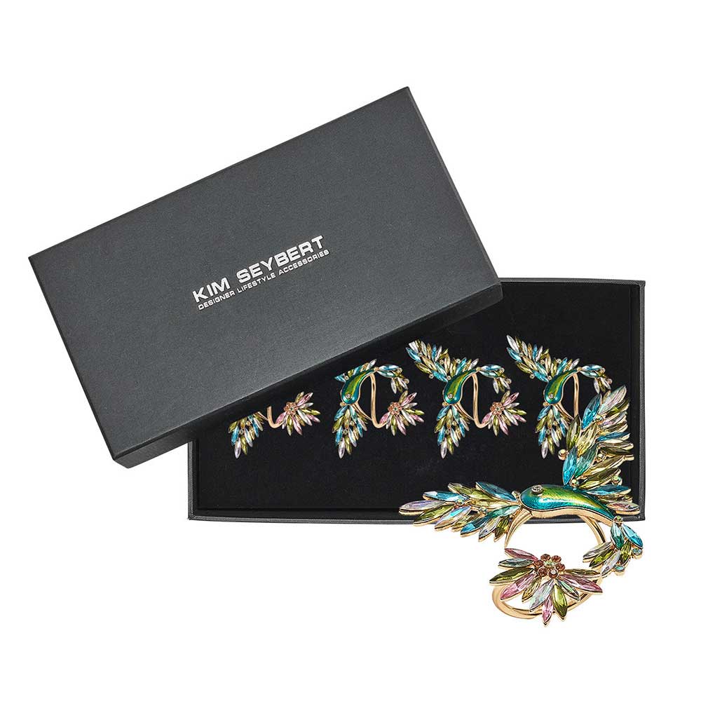 Hummingbird Napkin Ring in Multi, Set of 4 in a Gift Box by Kim Seybert Additional Image - 3