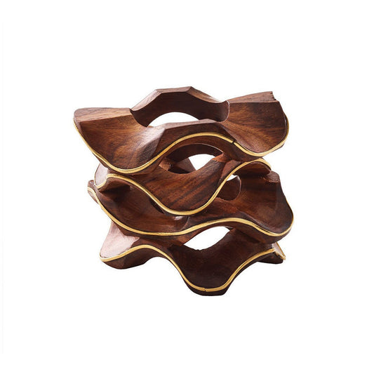 Pavilion Napkin Ring in Brown & Gold - Set of 4 by Kim Seybert