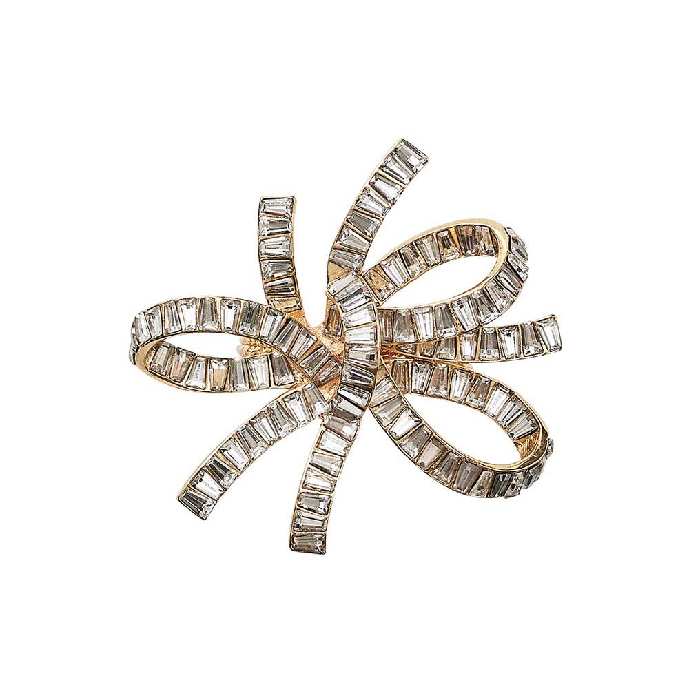 Jeweled Bow Napkin Ring in Gold & Crystal, Set of 4 in a Gift Box by Kim Seybert Additional Image - 3