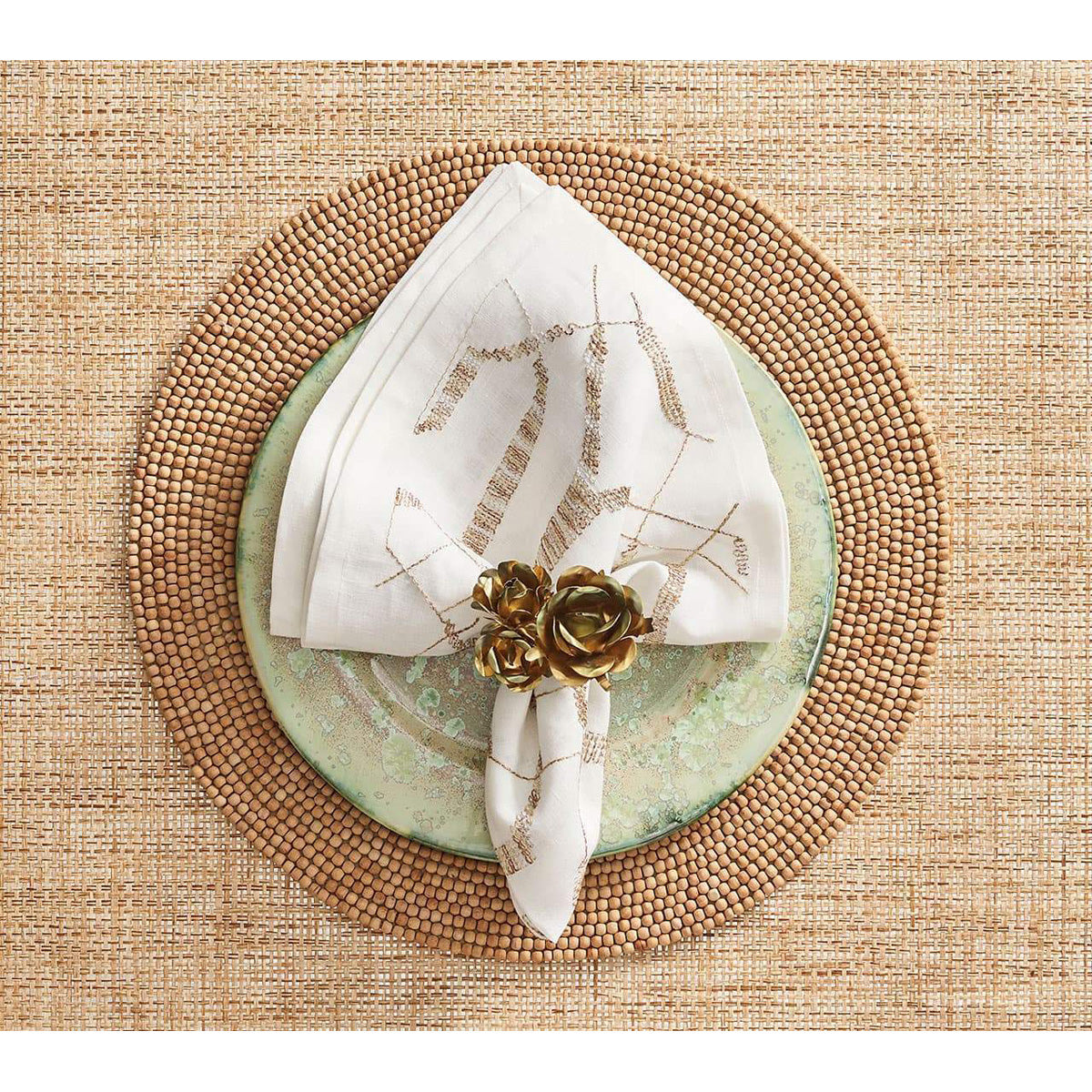 Wood Round Placemat in Natural - Set of 4 by Kim Seybert Additional Image-1