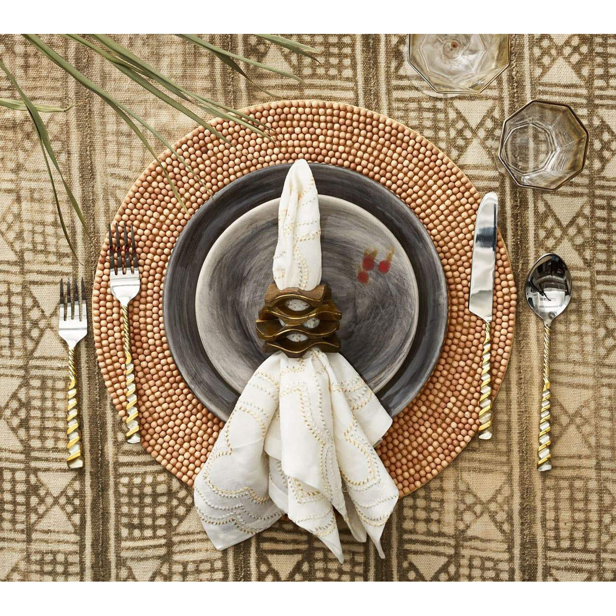 Wood Round Placemat in Natural - Set of 4 by Kim Seybert Additional Image-6