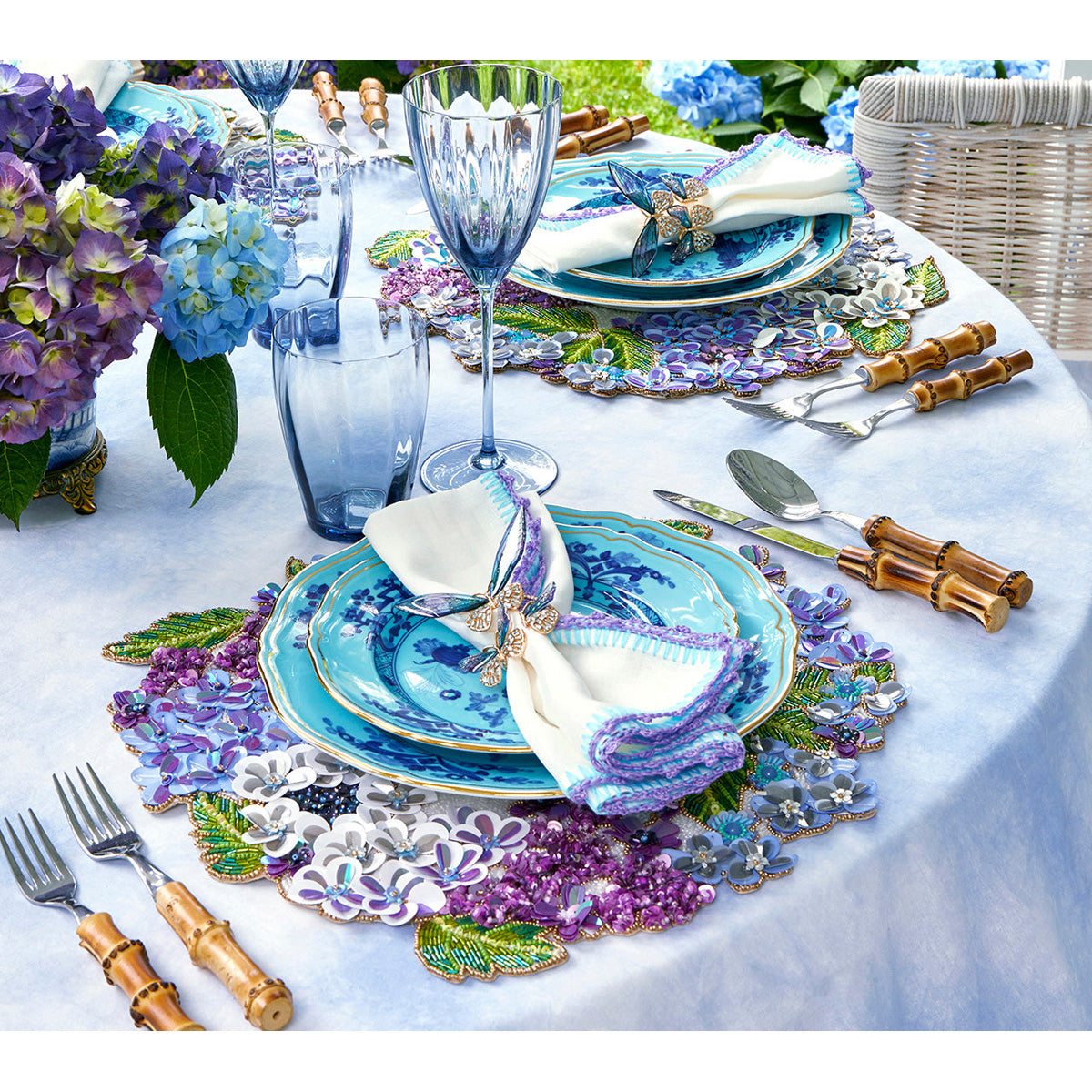 Hydrangea Placemat in Multi - Set of 2 by Kim Seybert Additional Image-2