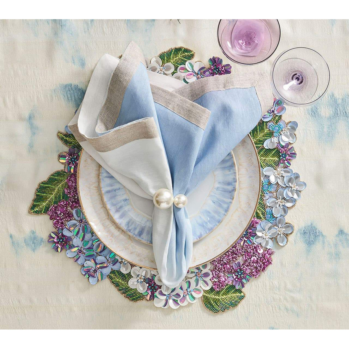 Hydrangea Placemat in Multi - Set of 2 by Kim Seybert Additional Image-3