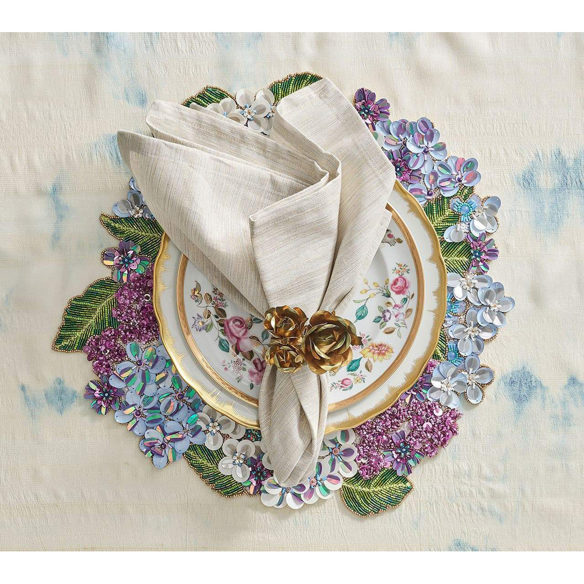 Hydrangea Placemat in Multi - Set of 2 by Kim Seybert Additional Image-5