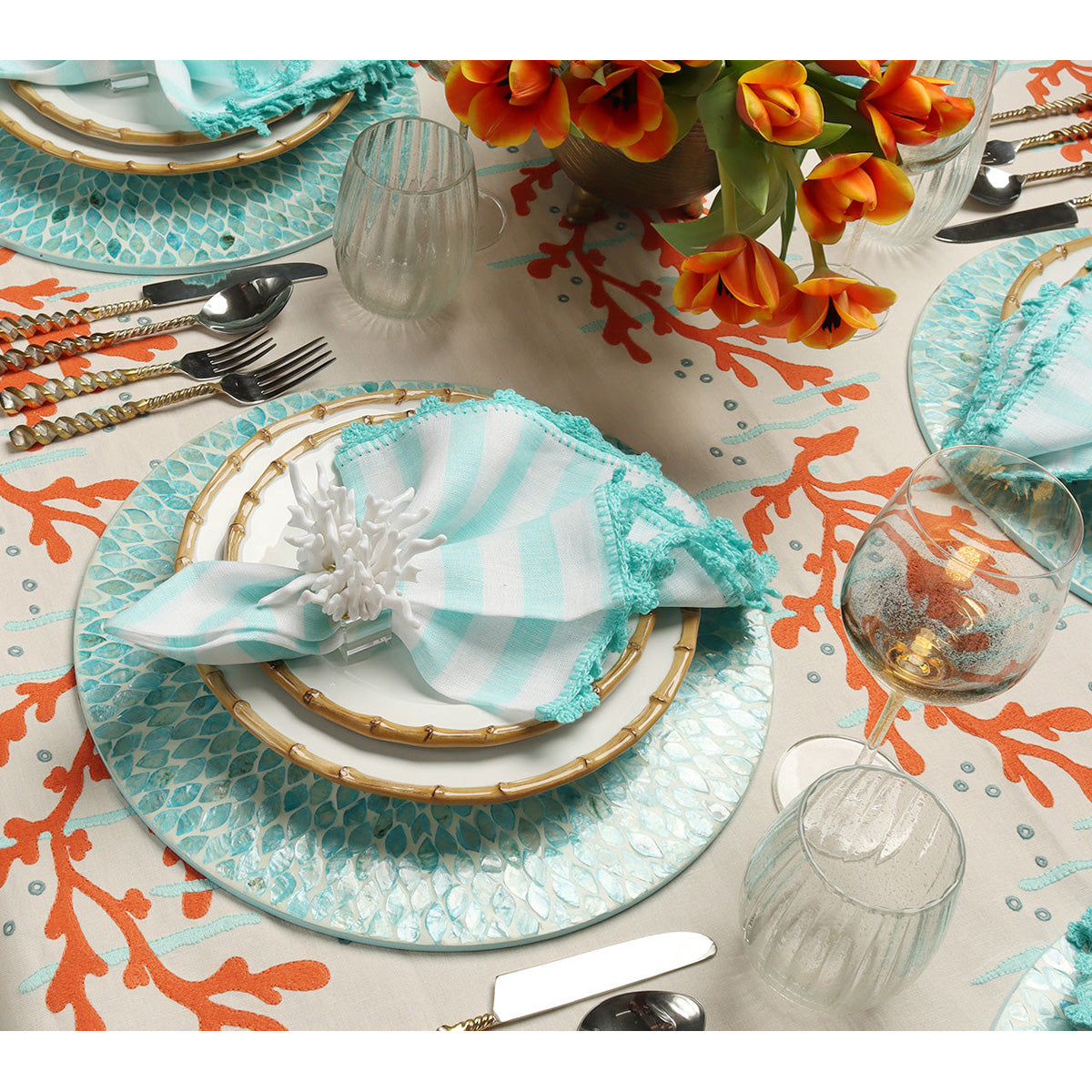 Marquis Placemat Seafoam - Set of 4 by Kim Seybert Additional Image-2