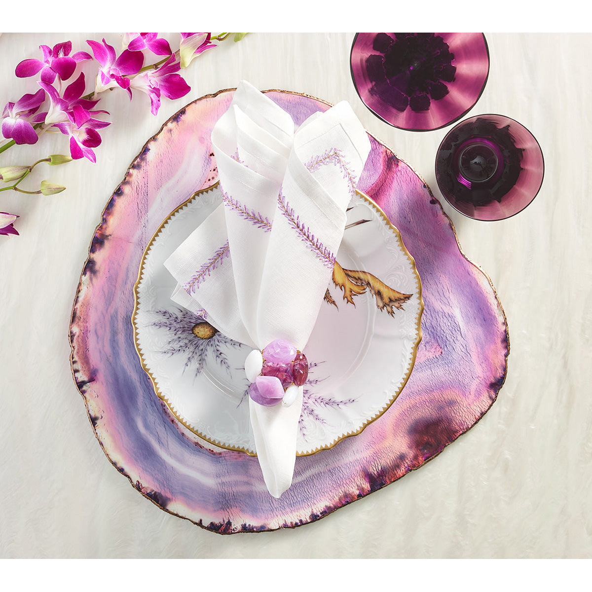 Amethyst Placemat in Amethyst - Set of 4 by Kim Seybert Additional Image-2