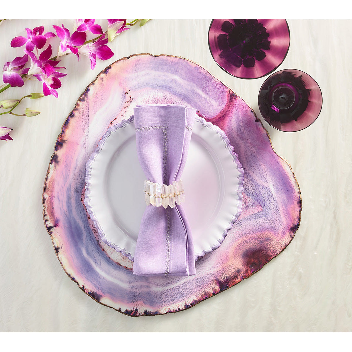 Amethyst Placemat in Amethyst - Set of 4 by Kim Seybert Additional Image-3
