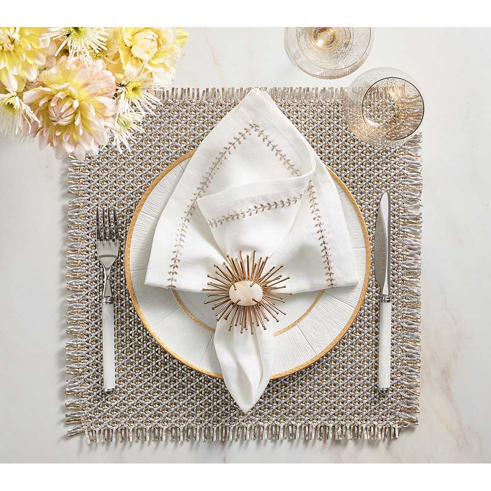 Fringe Placemat in Gold & Silver, Set of 4 by Kim Seybert Additional Image - 1