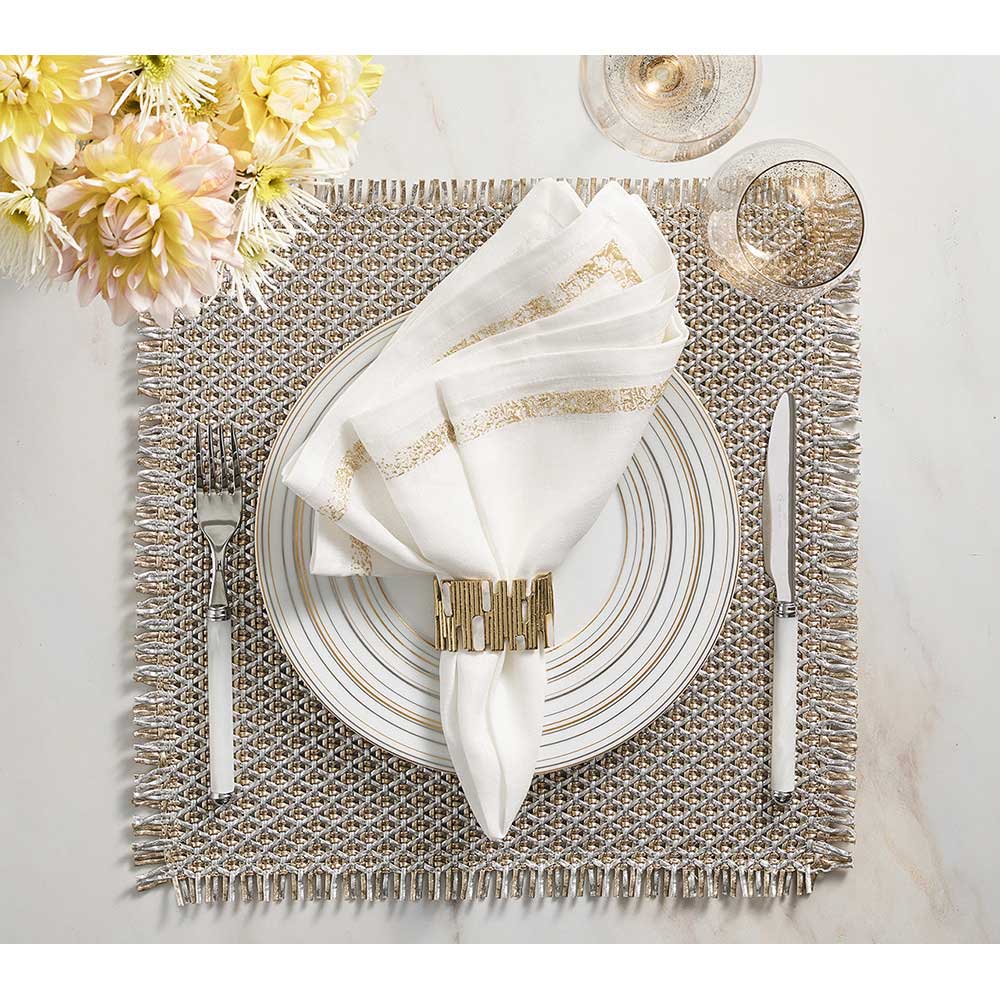 Fringe Placemat in Gold & Silver, Set of 4 by Kim Seybert Additional Image - 2