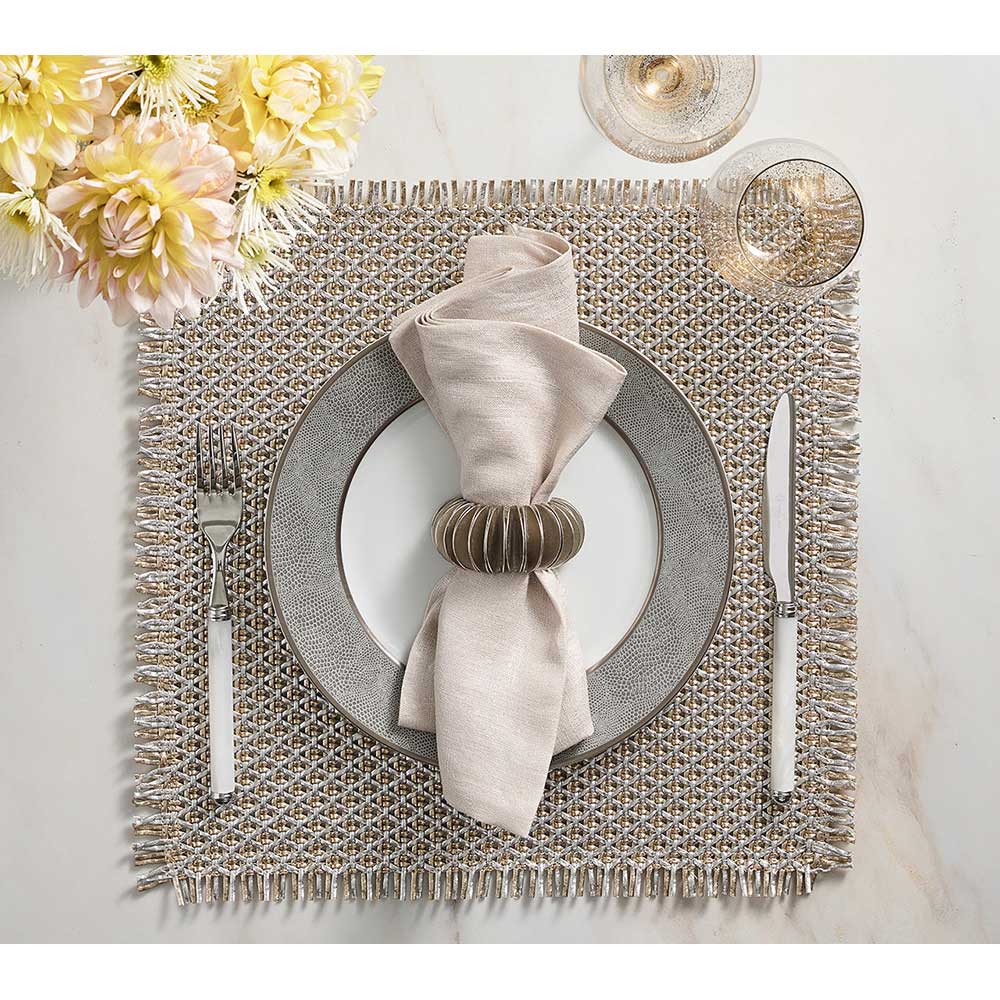 Fringe Placemat in Gold & Silver, Set of 4 by Kim Seybert Additional Image - 3