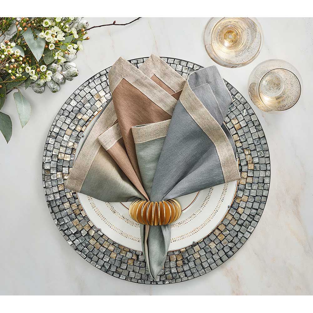 Shell Mosaic Placemat in Gray & Taupe, Set of 4 by Kim Seybert Additional Image - 1