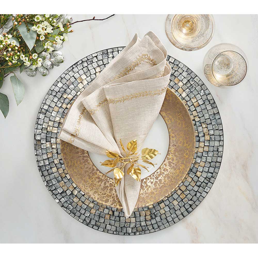 Shell Mosaic Placemat in Gray & Taupe, Set of 4 by Kim Seybert Additional Image - 2