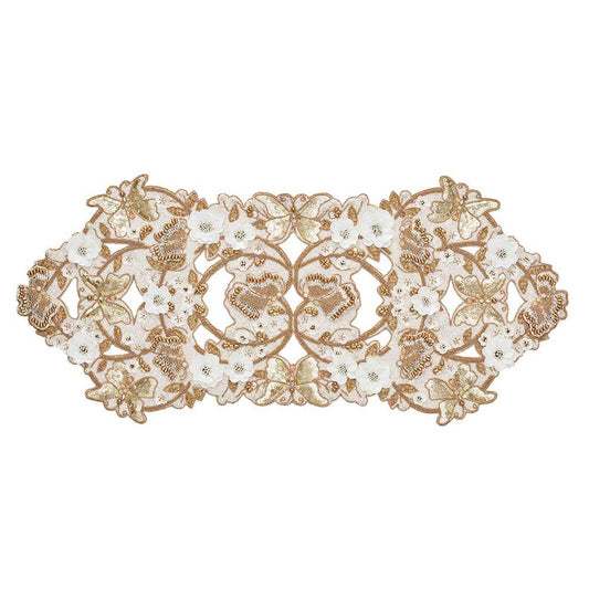 Papillon Runner in Ivory & Gold by Kim Seybert