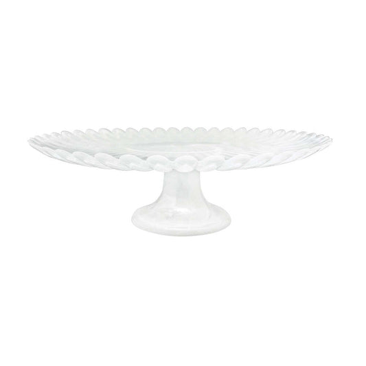 Alabaster White Scalloped Large Cake Stand by Mariposa