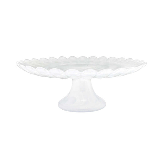 Alabaster White Scalloped Small Cake Stand by Mariposa