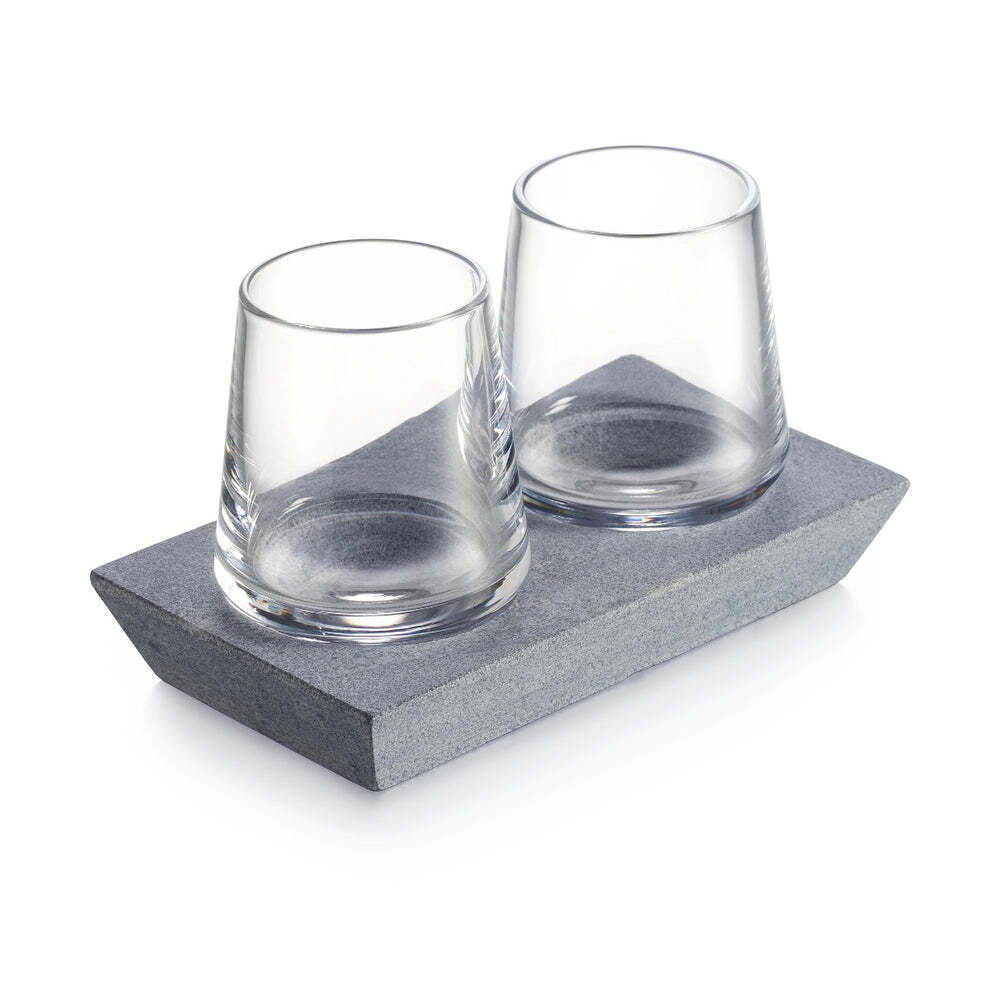 Alpine Whiskey set of 2 with Soapstone Base by Simon Pearce