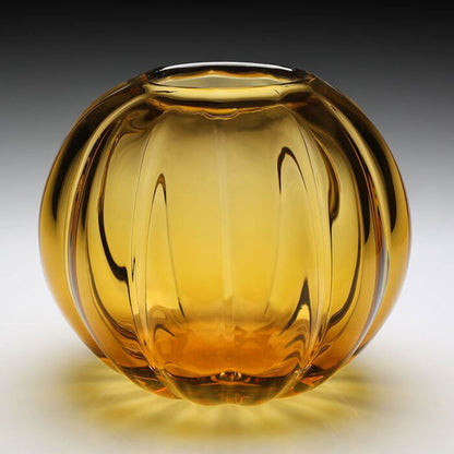 Amalfi Pumpkin Vase 10" / 25cm Amber by William Yeoward Additional Image - 1