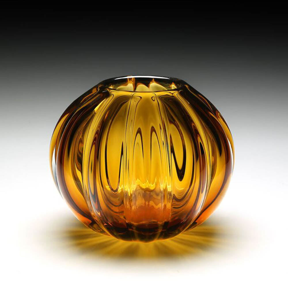 Amalfi Pumpkin Vase 6" / 15cm Amber by William Yeoward Additional Image - 1