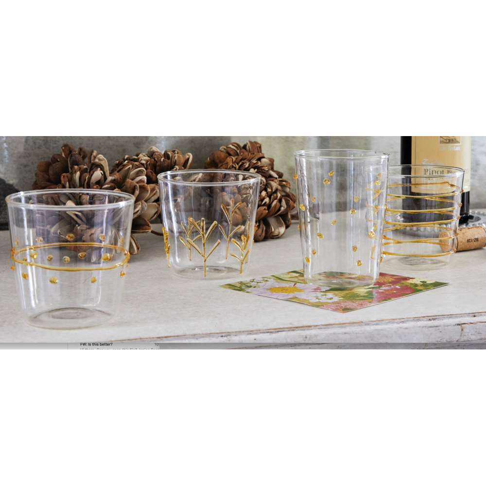 Applique Gold Suite Of Double Old-Fashioned Glasses by Mariposa Additional Image-3