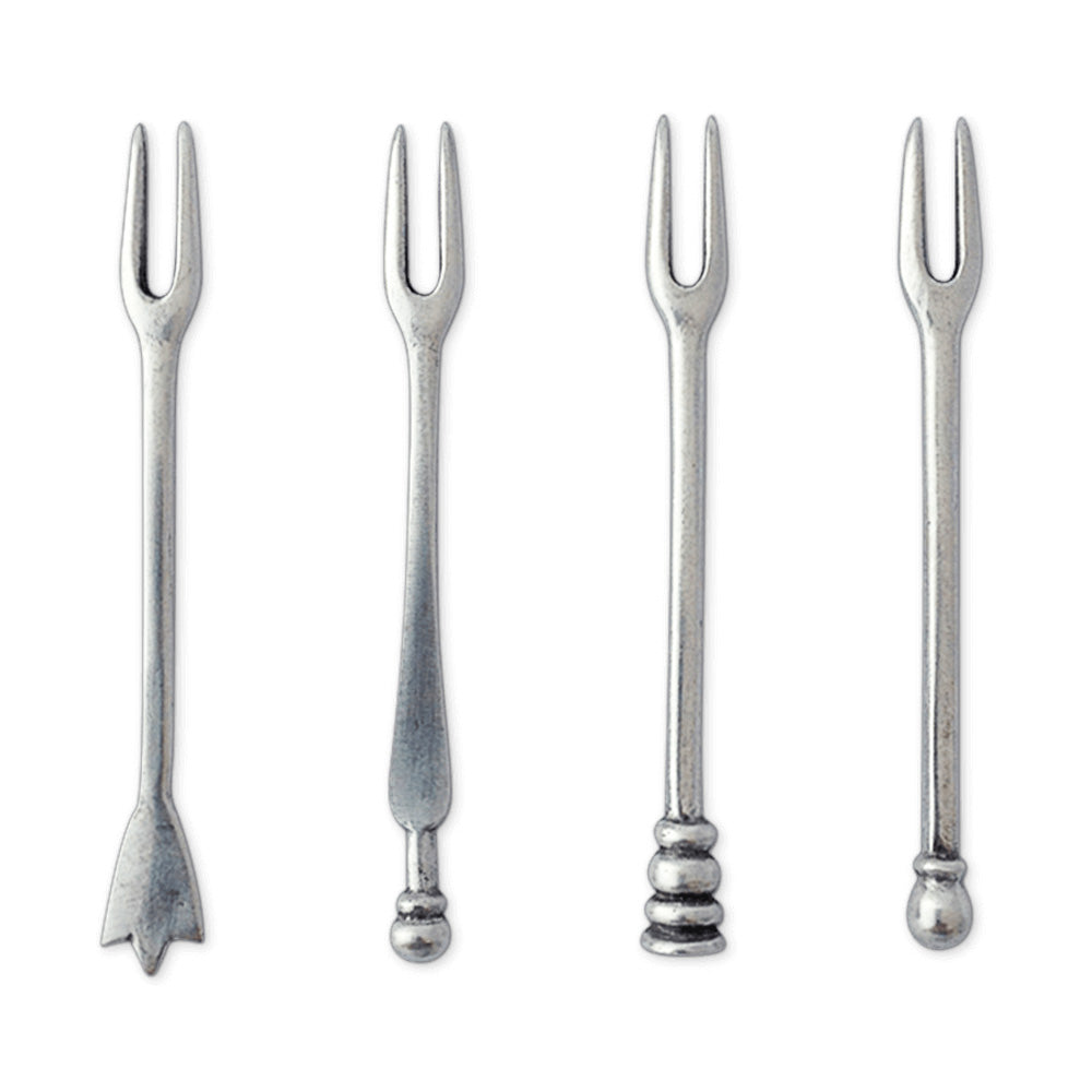 Assorted Olive Cocktail Forks - Set of 4 by Match Pewter