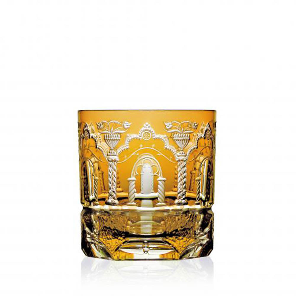 Athens Amber Old Fashioned Glass by Varga Crystal