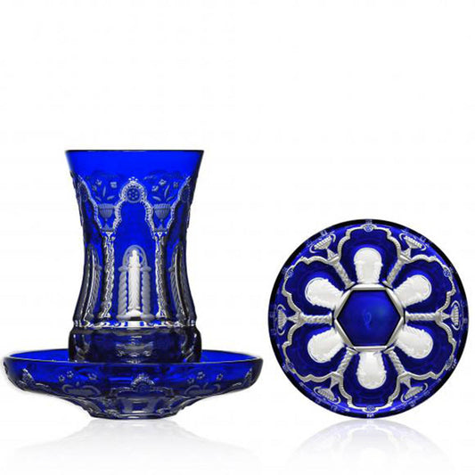 Athens Cobalt Arabic Tea set by Varga Crystal