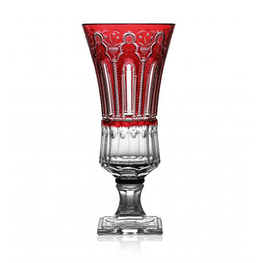 Athens Raspberry Footed Vase - 15" by Varga Crystal