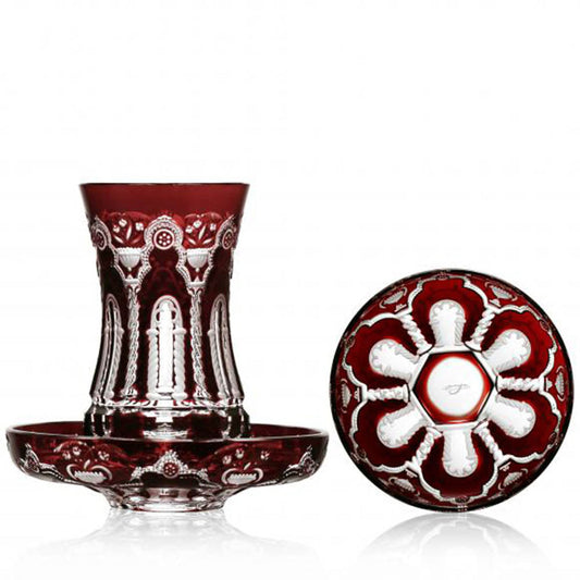 Athens Ruby Arabic Tea Set by Varga Crystal