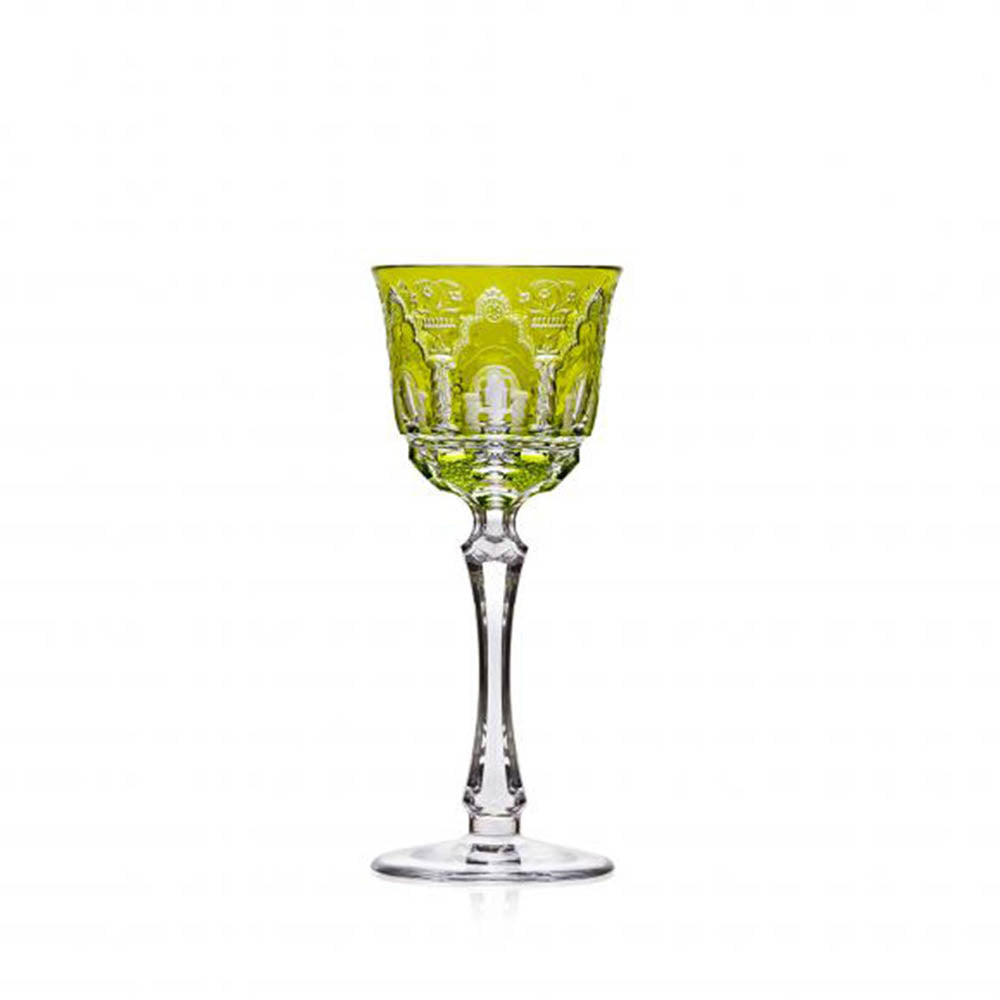 Athens Yellow-Green Cordial Glass by Varga Crystal