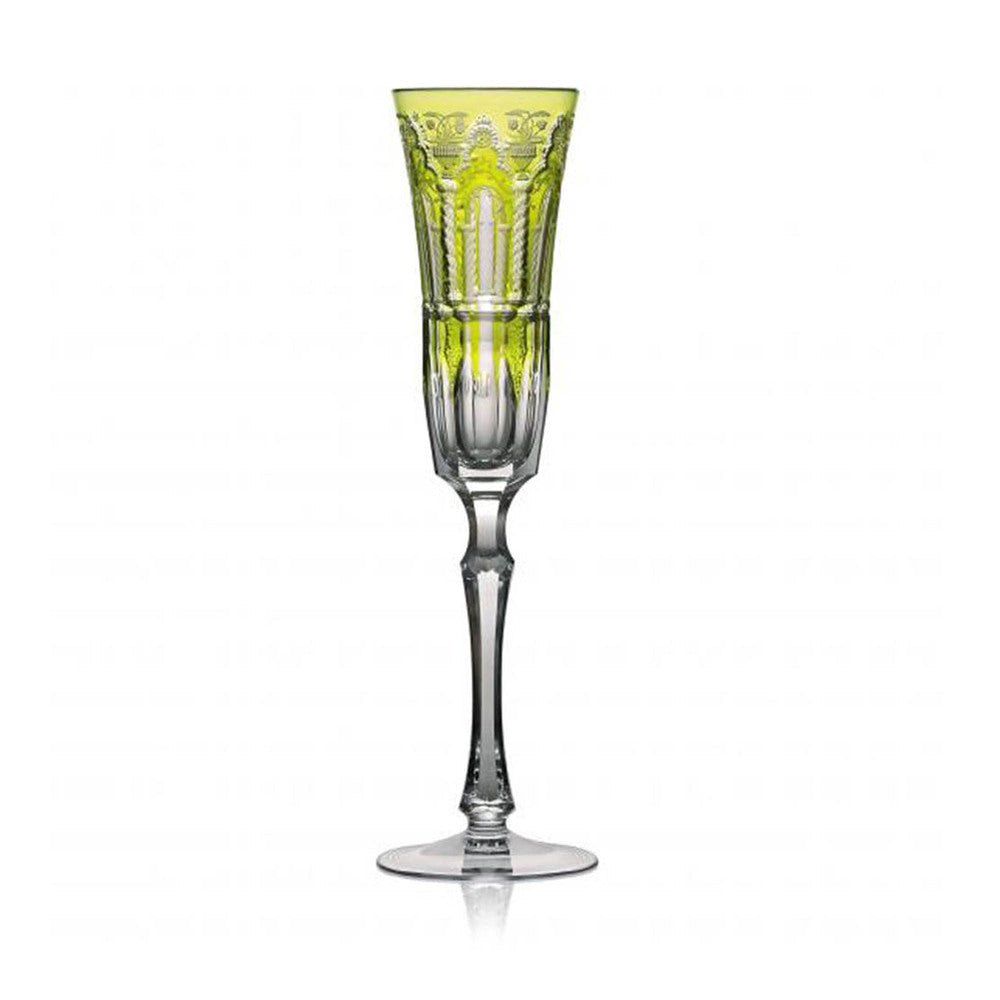 Athens Yellow-Green Flute by Varga Crystal