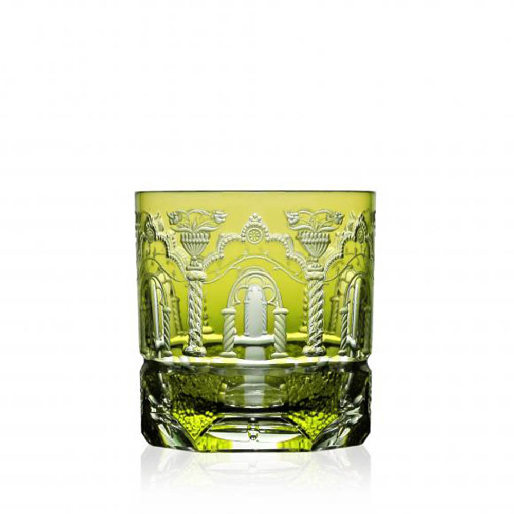 Athens Yellow-Green Old Fashioned Glass by Varga Crystal