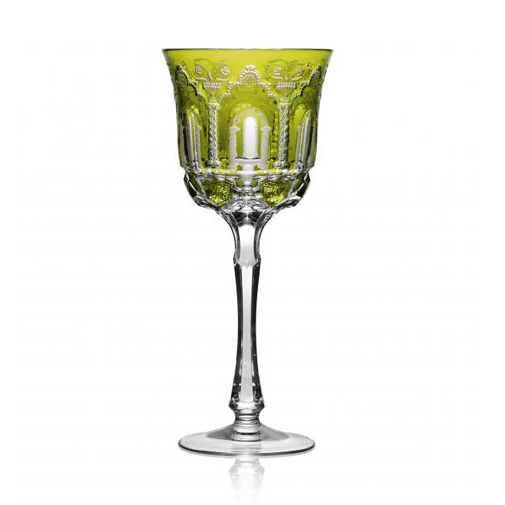 Athens Yellow-Green Water Glass by Varga Crystal